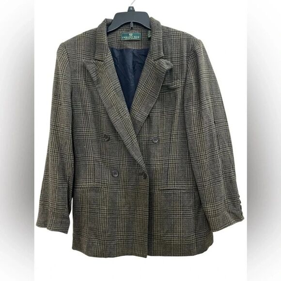 Vintage Embassy Row Soft Wool Double Breasted Brown blazer Blazer SZ 10 - Picture 1 of 7